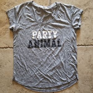 Victoria's Secret "Party Animal" Gray Tee XS GUC